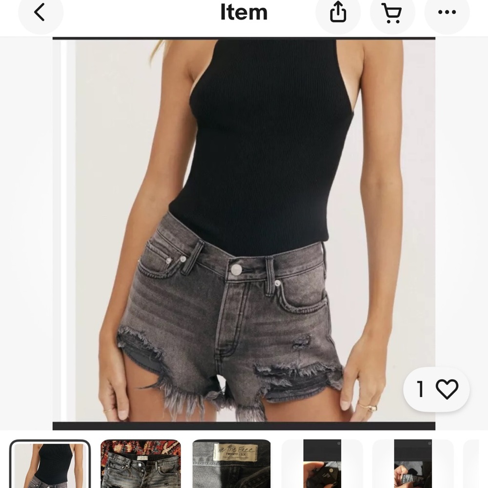 Free People Black Denim Women's Shorts